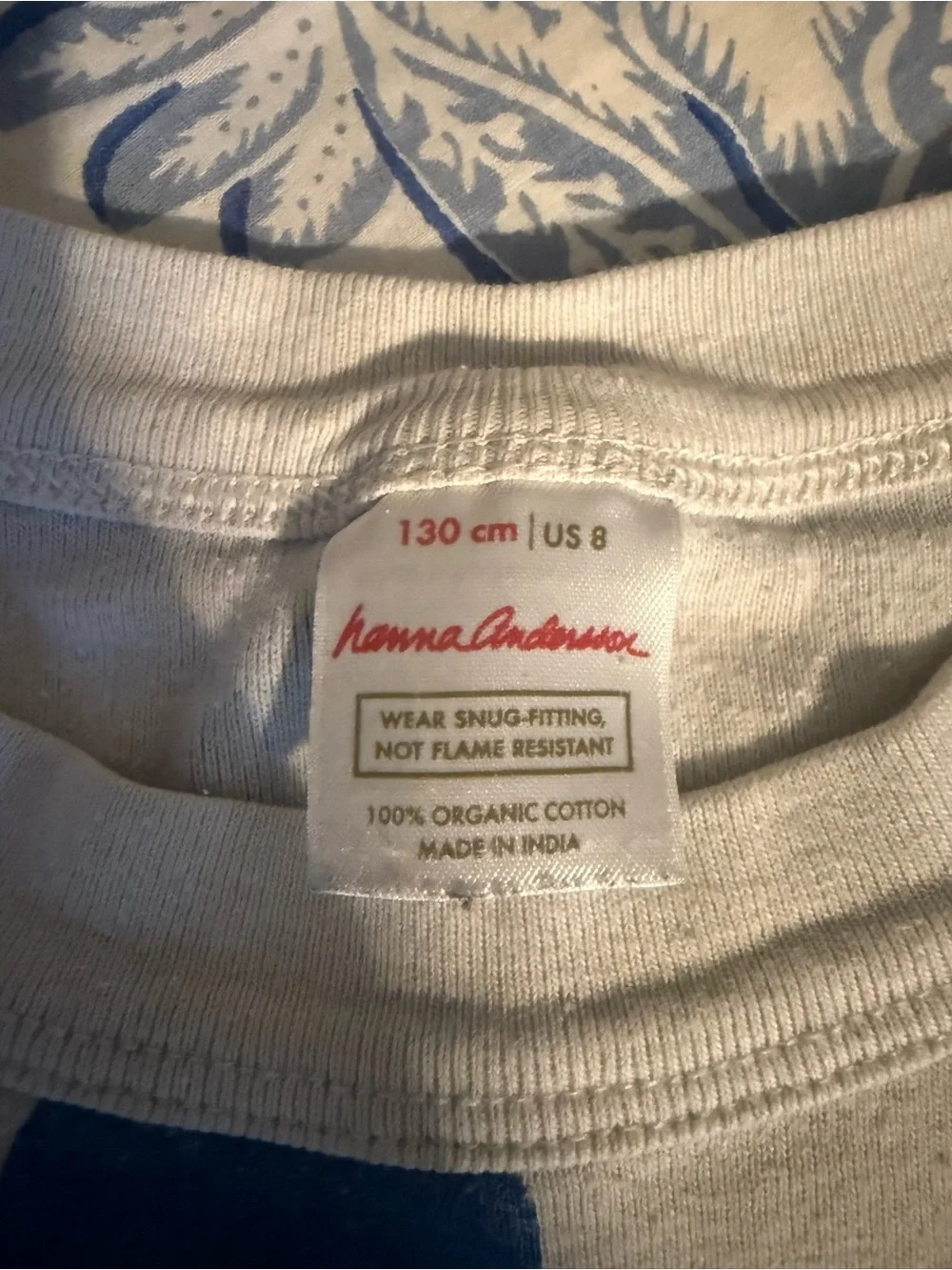 Hanna Andersson Organic Cotton PJ Set Blue 130 cm Size 8